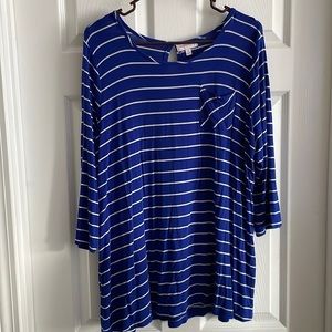 MOLLY & Isadora Blue/White Stripe Shirt 0X